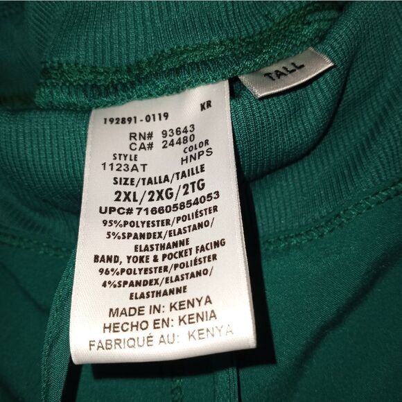 NWT Cherokee Infinity 2XL Green Tall Pockets Pine Green Women's Pants - Picture 6 of 13